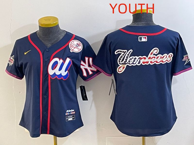 Youth 2025 New York Yankees Blank Drak Blue All star Nike MLB Jersey style 05